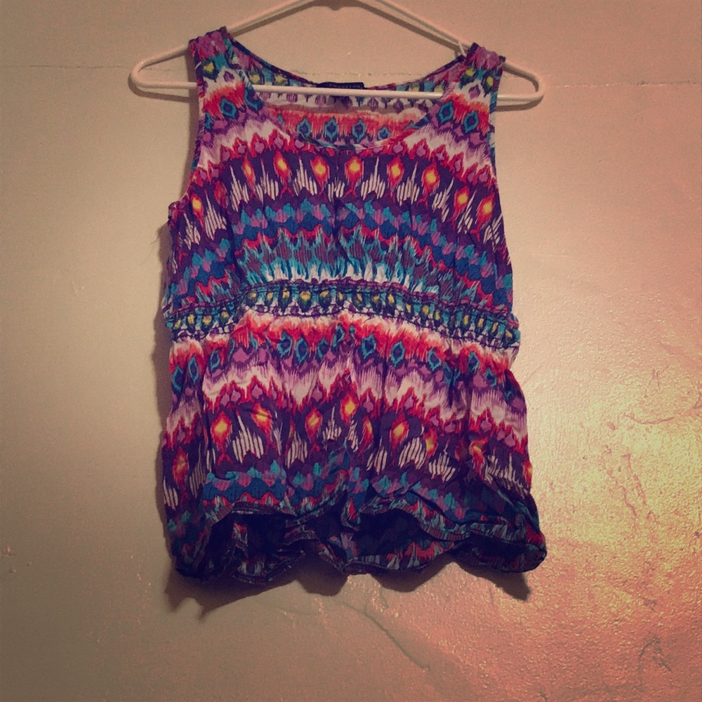 A very colorful tank top